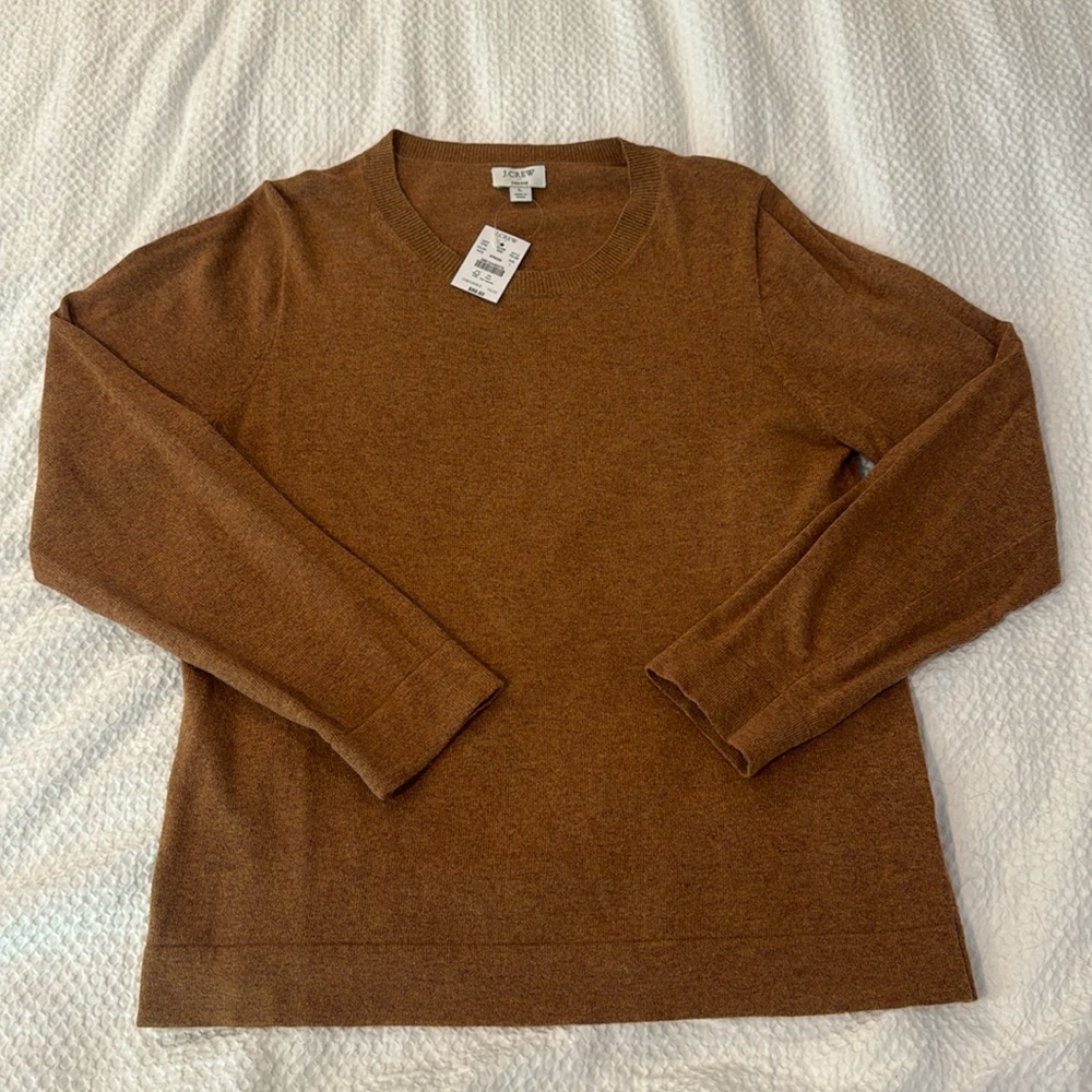 NWT J Crew Teddie Sweater, size L, color Camel